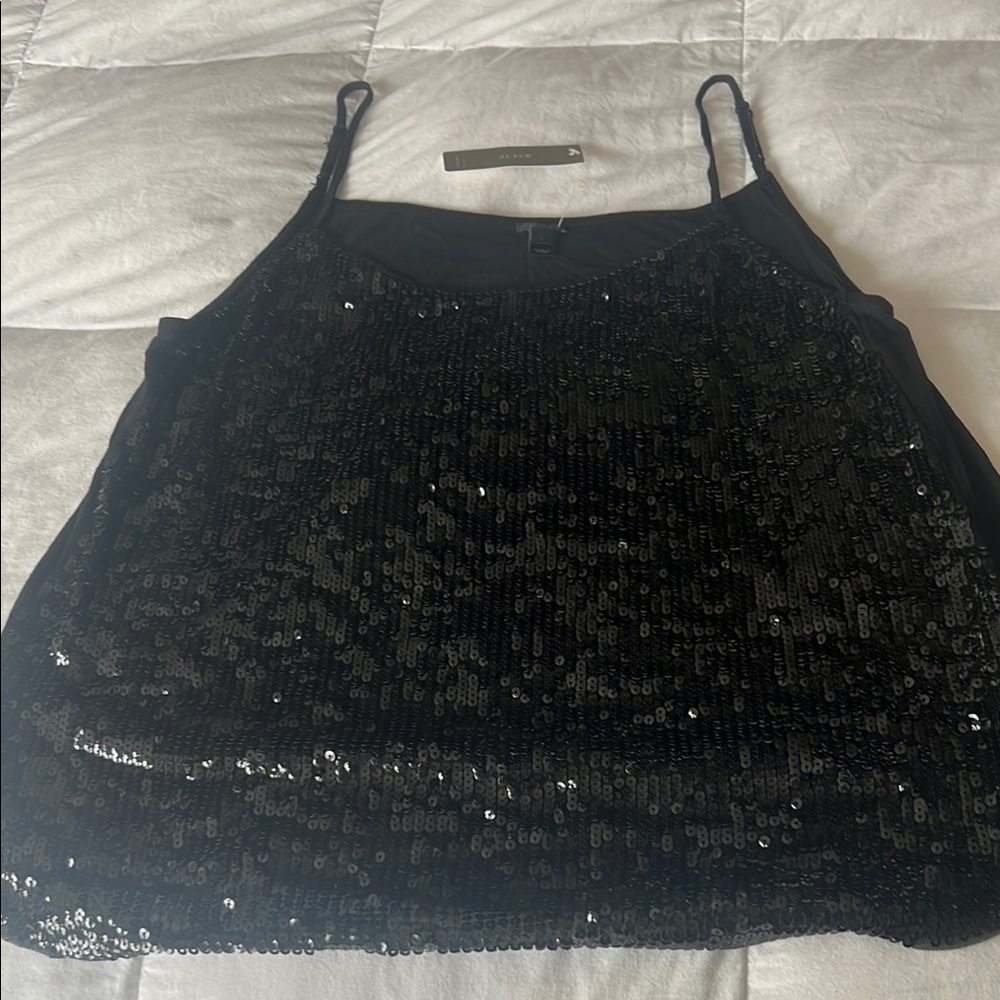 J. Crew Black Sequin Camisole with Spaghetti Straps